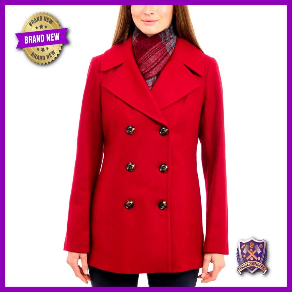 Double Breasted Peacoat Wool Blend Classic Chic Winter Coat Plus Size